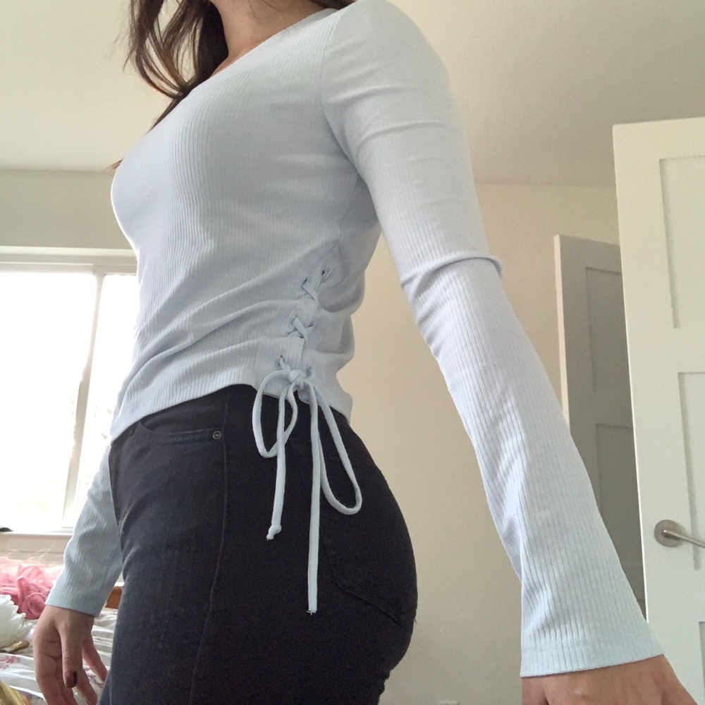 Light baby blue/gray long sleeve shirt – used